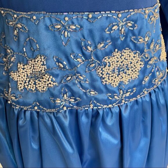 VIVEINNE for Trendy New York Blue beaded Vintage deep lowback dress size 2-4 - Picture 5 of 11